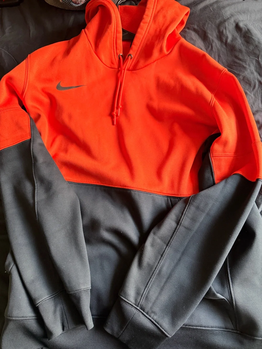 Nike Orange and Black Colorblock Hoodie